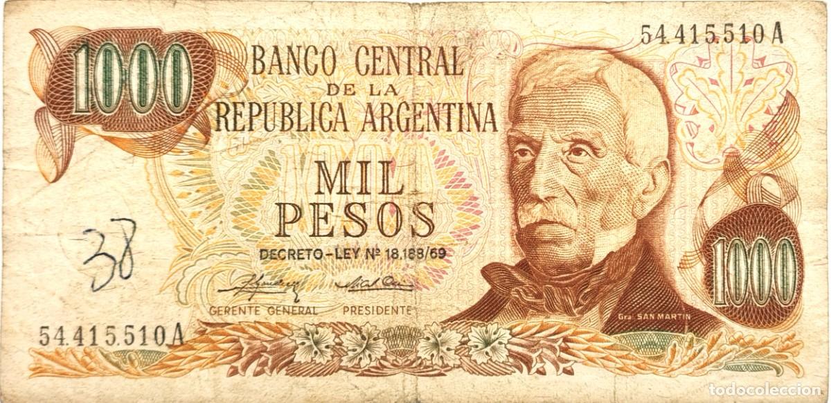 Billetes extranjeros: ARGENTINA (1975) - 1000 PESOS DECRETO-LEY 18.188-69 - 54.415.510 A - PICK#299 - B