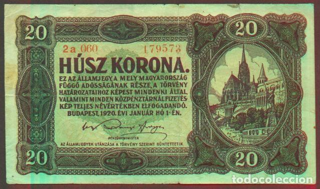Billetes extranjeros: HUNGRIA. 20 korona 1920. Pick 61.