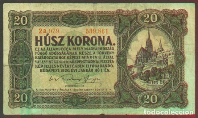 Billetes extranjeros: HUNGRIA. 20 korona 1920. Pick 61.