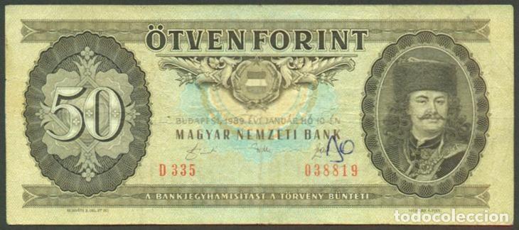 Billetes extranjeros: HUNGRIA. 50 forint 10.1. 1989. Pick 170h.