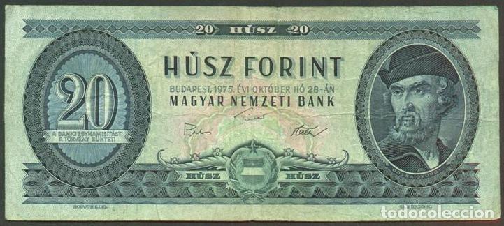 Billetes extranjeros: HUNGRIA. 20 forint 28.10. 1975. Pick 169f.