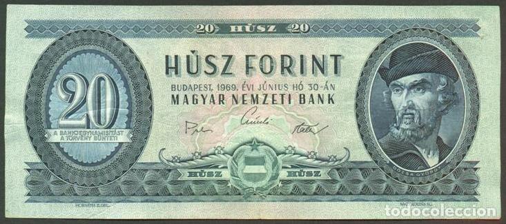 Billetes extranjeros: HUNGRIA. 20 forint 30.6. 1969.
