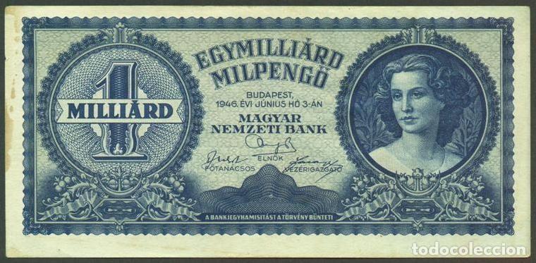 Billetes extranjeros: HUNGRIA. 1 Milliard milpengo 3.6. 1946. Pick 131.