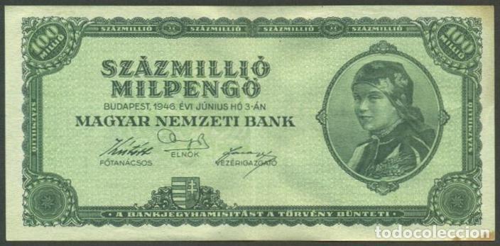 Billetes extranjeros: HUNGRIA. 100000000 MILPENGO 1946. Pick 130.