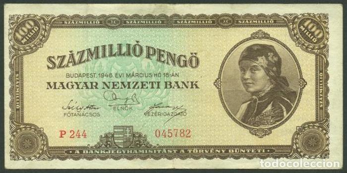 Billetes extranjeros: HUNGRIA. 100000000 pengo 14.3. 1946. Pick 124.