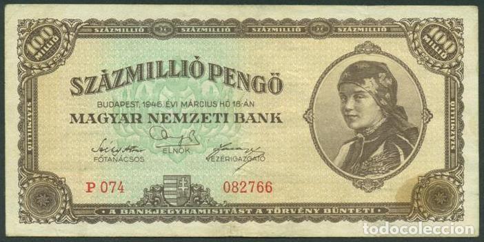 Billetes extranjeros: HUNGRIA. 100000000 pengo 14.3. 1946. Pick 124.