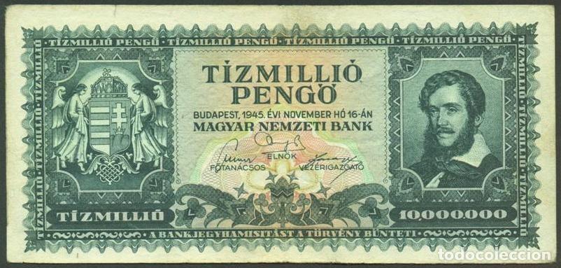 Billetes extranjeros: HUNGRIA. 10000000 pengo 16.11. 1945. Pick 123.