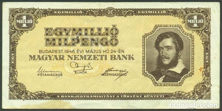 Billetes extranjeros: HUNGRIA. 1 Million Milpengo 24.5. 1946. Pick 128.