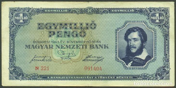 Billetes extranjeros: HUNGRIA. 1000000 pengo 16.11. 1945. Pick 122.