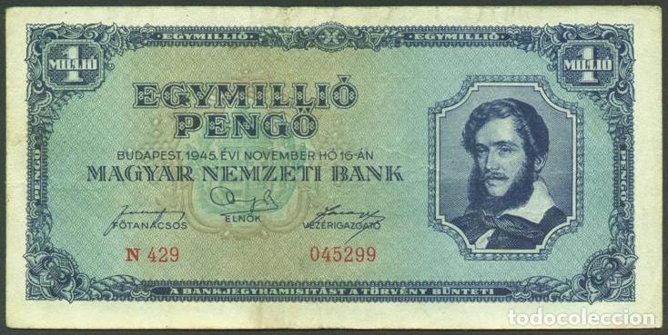 Billetes extranjeros: HUNGRIA. 1000000 pengo 16.11. 1945. Pick 122.