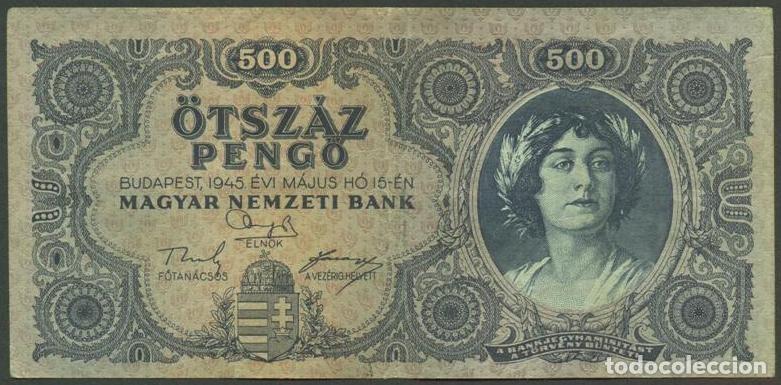Billetes extranjeros: HUNGRIA. 500 pengo 15.5. 1945. Pick 117 x. ERROR (NЯТЬСОТ)