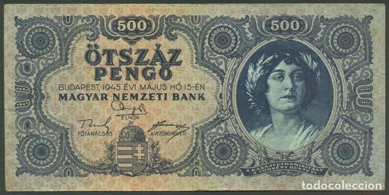 Billetes extranjeros: HUNGRIA. 500 pengo 15.5. 1945. Pick 117 x. ERROR (NЯТЬСОТ)