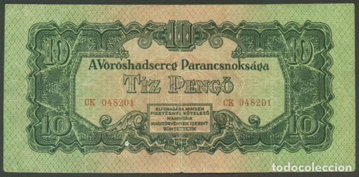 Billetes extranjeros: HUNGRIA. Ocupacion Sovietica II Guerra Mundial. 10 Pengo 1944. Pick M5.