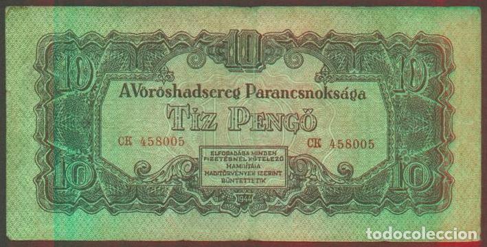 Billetes extranjeros: HUNGRIA. Ocupacion Sovietica II Guerra Mundial. 10 Pengo 1944. Pick M5.