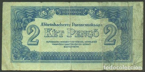 Billetes extranjeros: HUNGRIA. Ocupacion Sovietica II Guerra Mundial. 2 Pengo 1944. Pick M3.
