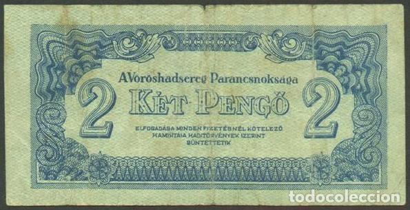 Billetes extranjeros: HUNGRIA. Ocupacion Sovietica II Guerra Mundial. 2 Pengo 1944. Pick M3.
