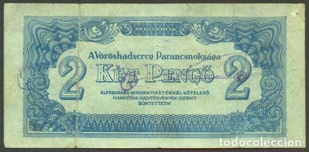 Billetes extranjeros: HUNGRIA. Ocupacion Sovietica II Guerra Mundial. 2 Pengo 1944. Pick M3.