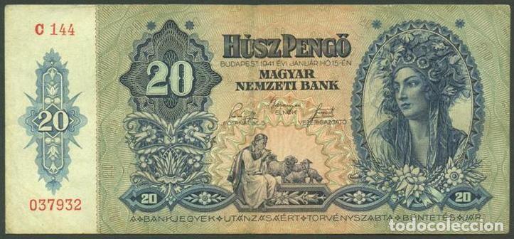 Billetes extranjeros: HUNGRIA. II G.M. 20 pengo 1941. Pick 109.