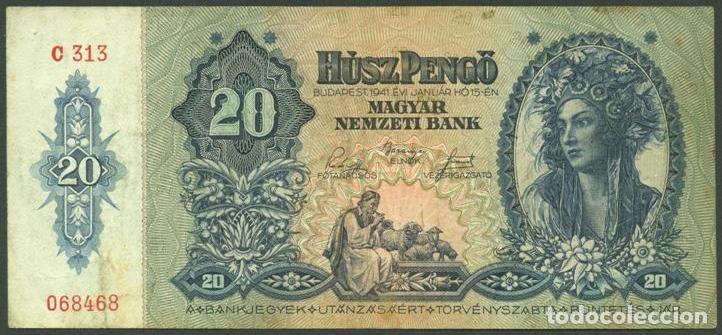Billetes extranjeros: HUNGRIA. II G.M. 20 pengo 1941. Pick 109.