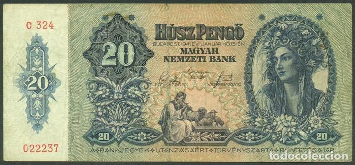 Billetes extranjeros: HUNGRIA. II G.M. 20 pengo 1941. Pick 109.