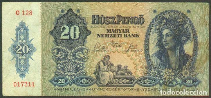 Billetes extranjeros: HUNGRIA. II G.M. 20 pengo 1941. Pick 109.