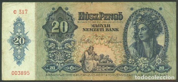 Billetes extranjeros: HUNGRIA. II G.M. 20 pengo 1941. Pick 109.