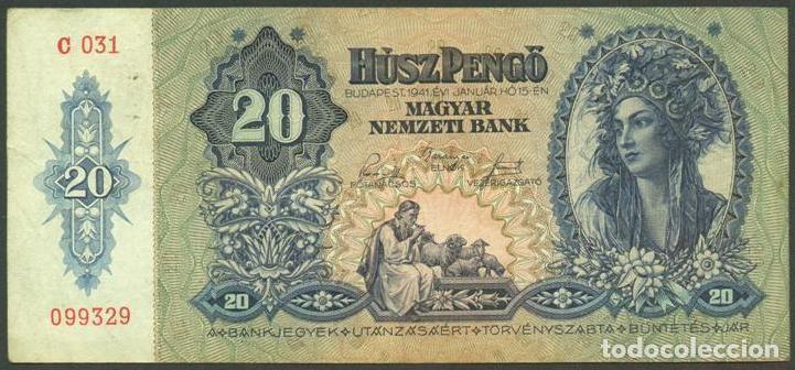 Billetes extranjeros: HUNGRIA. II G.M. 20 pengo 1941. Pick 109.