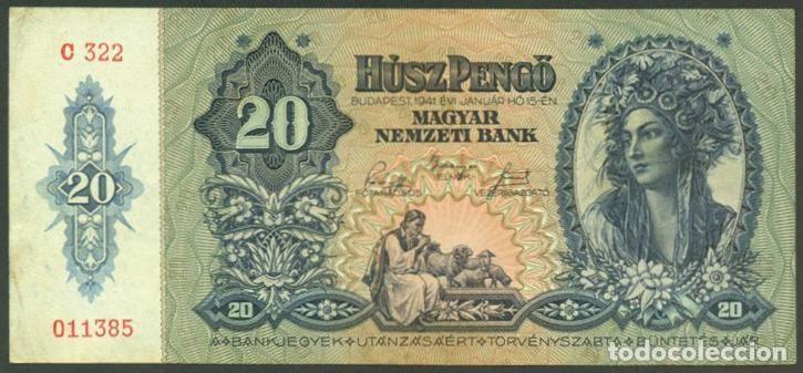 Billetes extranjeros: HUNGRIA. II G.M. 20 pengo 1941. Pick 109.