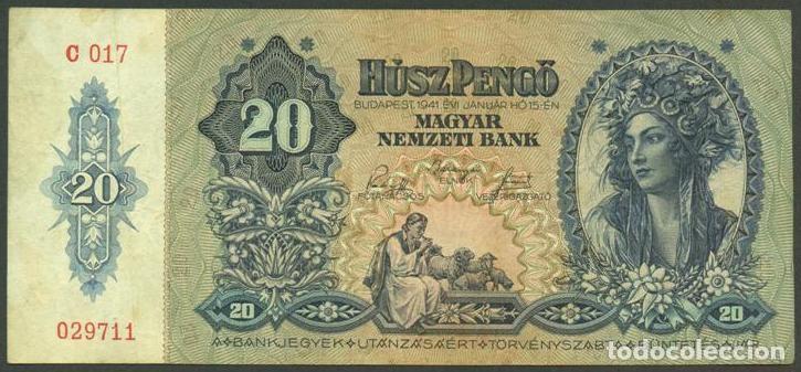 Billetes extranjeros: HUNGRIA. II G.M. 20 pengo 1941. Pick 109.