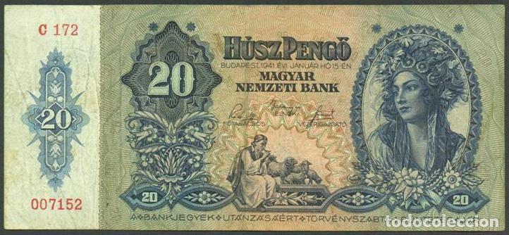 Billetes extranjeros: HUNGRIA. II G.M. 20 pengo 1941. Pick 109.