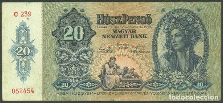 Billetes extranjeros: HUNGRIA. II G.M. 20 pengo 1941. Pick 109.