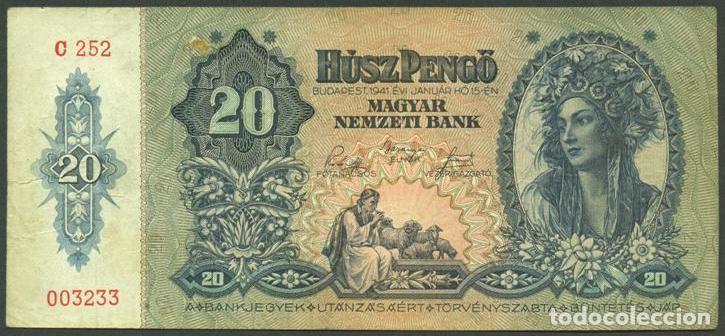 Billetes extranjeros: HUNGRIA. II G.M. 20 pengo 1941. Pick 109.
