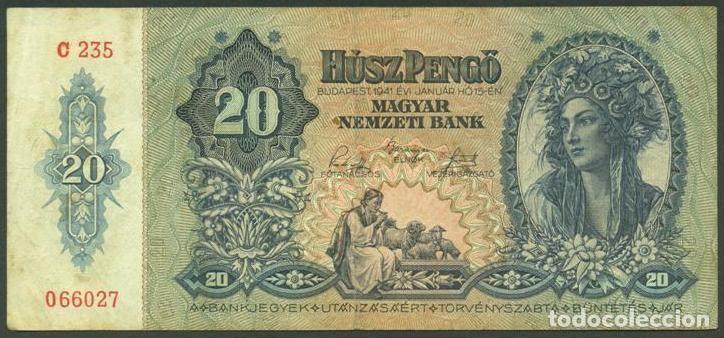Billetes extranjeros: HUNGRIA. II G.M. 20 pengo 1941. Pick 109.