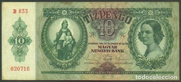 Billetes extranjeros: HUNGRIA. 10 pengo 1936. Pick 100.