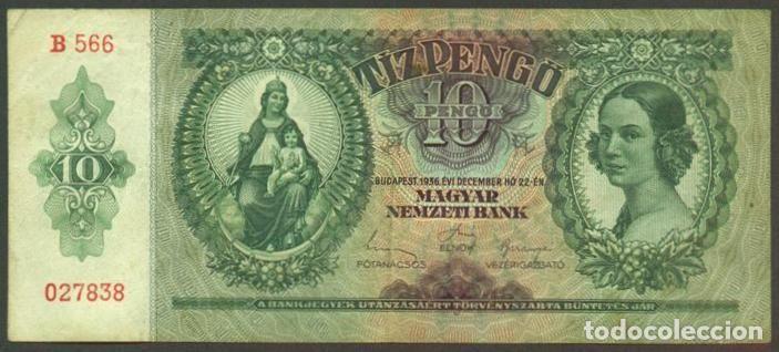 Billetes extranjeros: HUNGRIA. 10 pengo 1936. Pick 100.