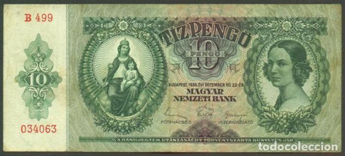 Billetes extranjeros: HUNGRIA. 10 pengo 1936. Pick 100.