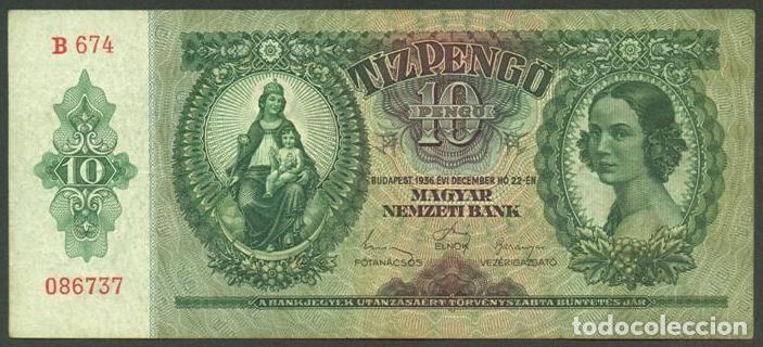 Billetes extranjeros: HUNGRIA. 10 pengo 1936. Pick 100.