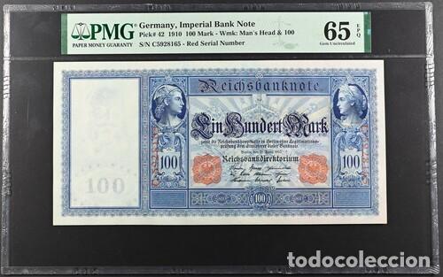 Billetes extranjeros: ALEMANIA * BILLETE 100 MARK 1910 * PMG-65 EPQ (IC-1952)