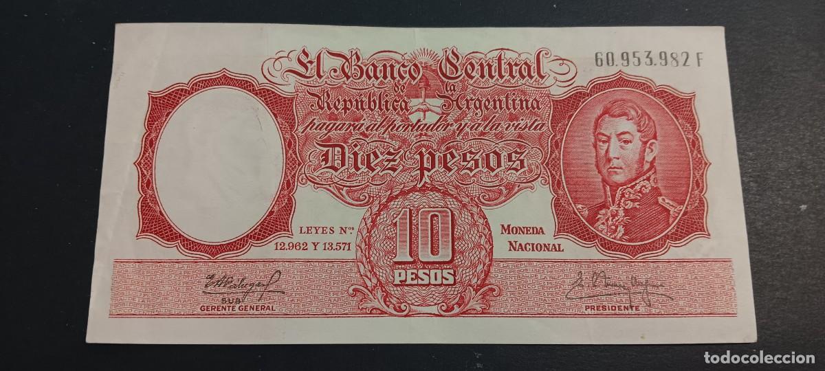 Billetes extranjeros: ARGENTINA 10 PESOS 1954-1963 EBC P=270c