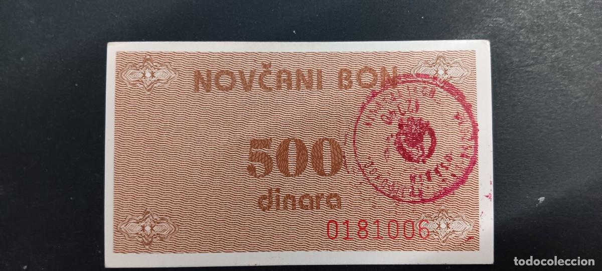 Billetes extranjeros: BOSNIA HERZEGOVINA 500 DINARA 1992 MBC P=49