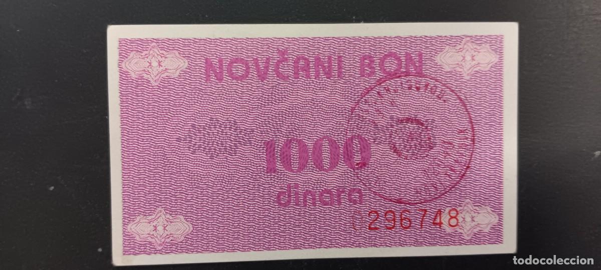 Billetes extranjeros: BOSNIA HERZEGOVINA 1000 DINARA 1992 MBC P=50