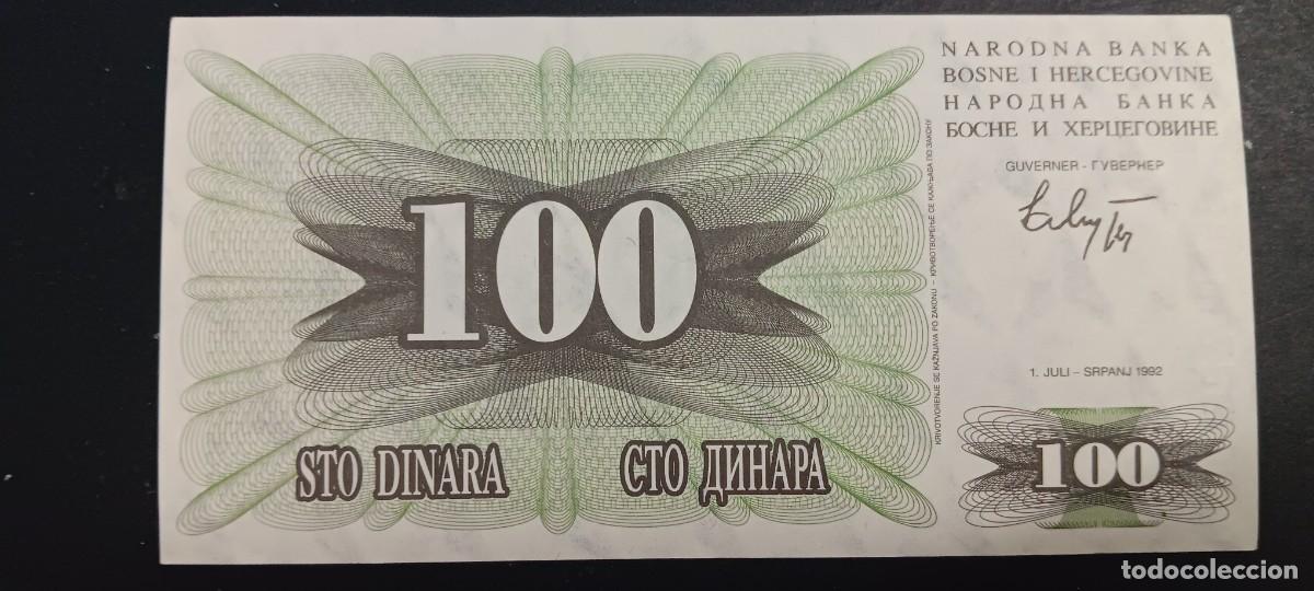 Billetes extranjeros: BOSNIA HERZEGOVINA 100 DINARA 1992 MBC P=13
