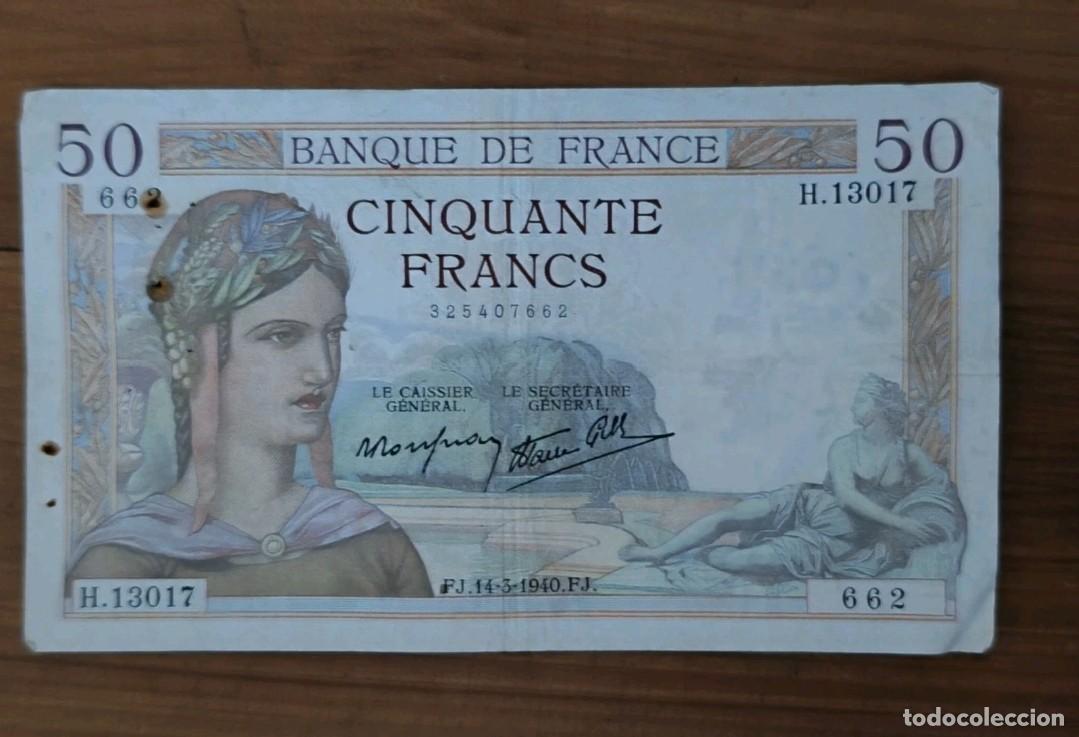 Billetes extranjeros: FRANCE 50 FRANCS 1940 VF P85