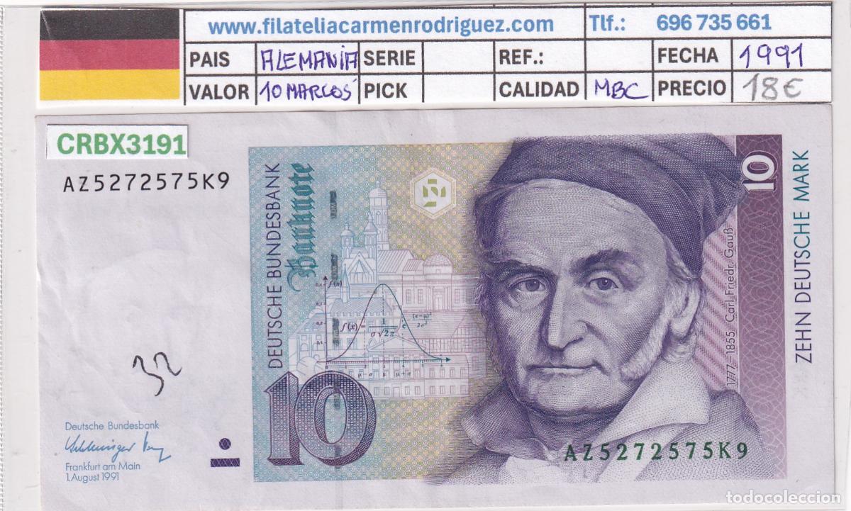 Internationale Banknoten: CRBX3191 BILLETE ALEMANIA 10 MARCOS 1991 SERIE AZ MBC