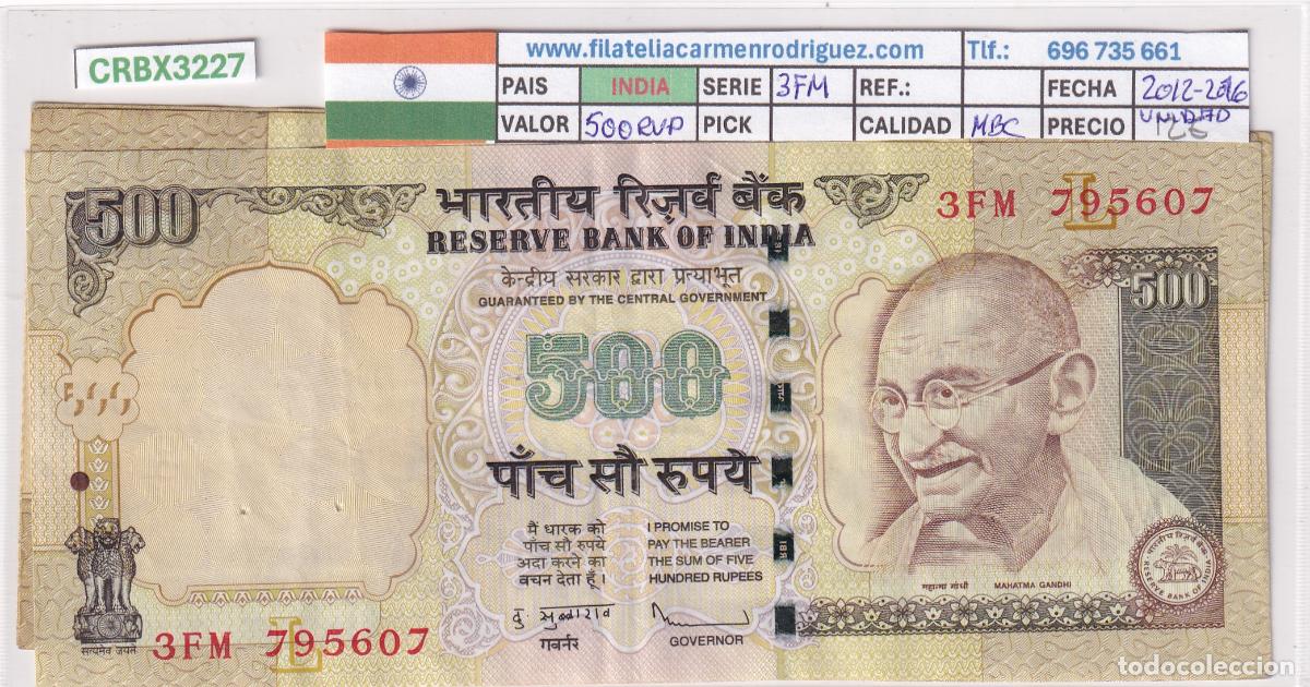 Billetes extranjeros: CRBX3227 BILLETE INDIA 500 RUPIAS 2012-16 SERIE 3FM MBC