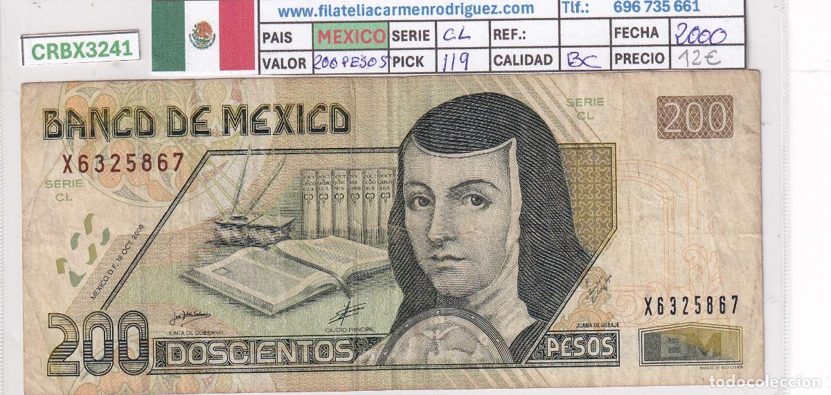 Billetes extranjeros: CRBX3241 BILLETE MEXICO 200 PESOS 2000 SERIE CL BC