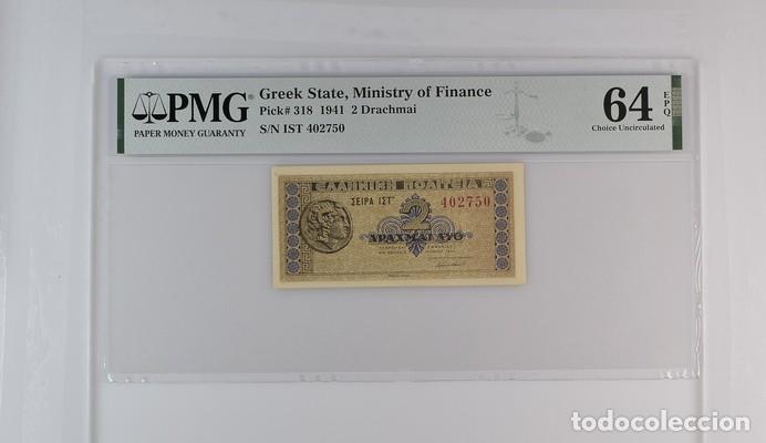 Billetes extranjeros: GRECIA * BILLETE 2 DRACHMAI 1941 * PMG-64 EPQ (IC-1928)