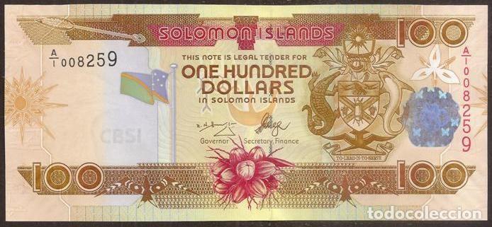 Billetes extranjeros: Islas Salomon (Solomon). 100 $ S/F(2006). Ver firmas. Prefijo A/1. S/C.
