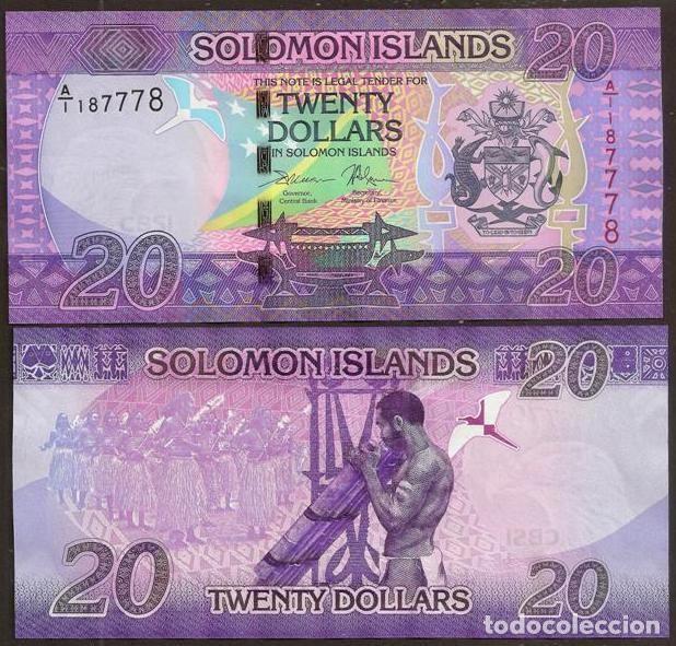 Billetes extranjeros: Islas Salomon (Solomon). 20 $ S/F. Prefijo A/1. Ver firmas. S/C.
