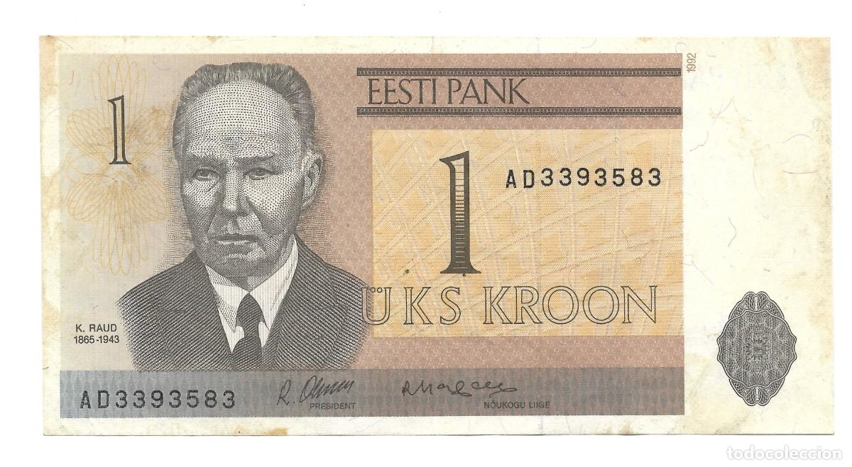 Billetes extranjeros: BILLETE 1 KROON ESTONIA 1992 VF